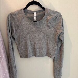 lululemon athletica Swiftly Tech 2.0 Heather Gray Long Sleeve Crop Top